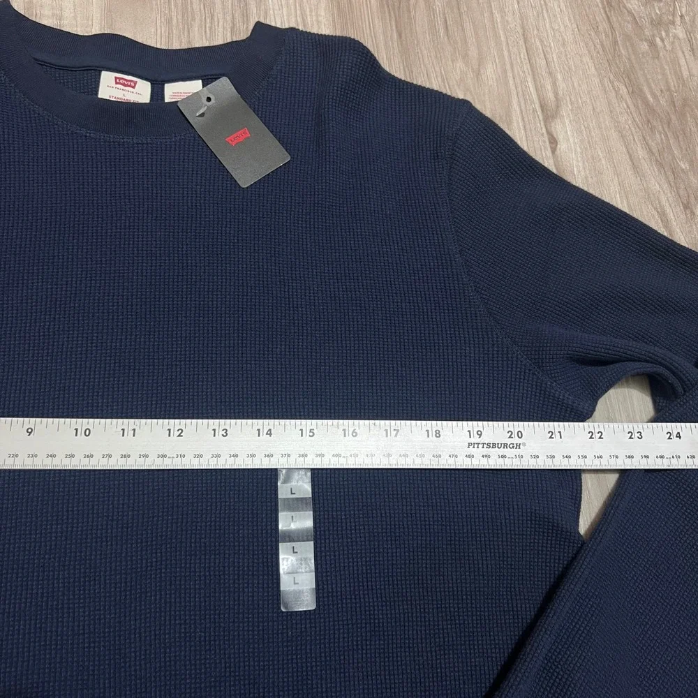 Levi's Thermal Waffle Knit Shirt Men's L Navy Long Sleeve Standard Fit